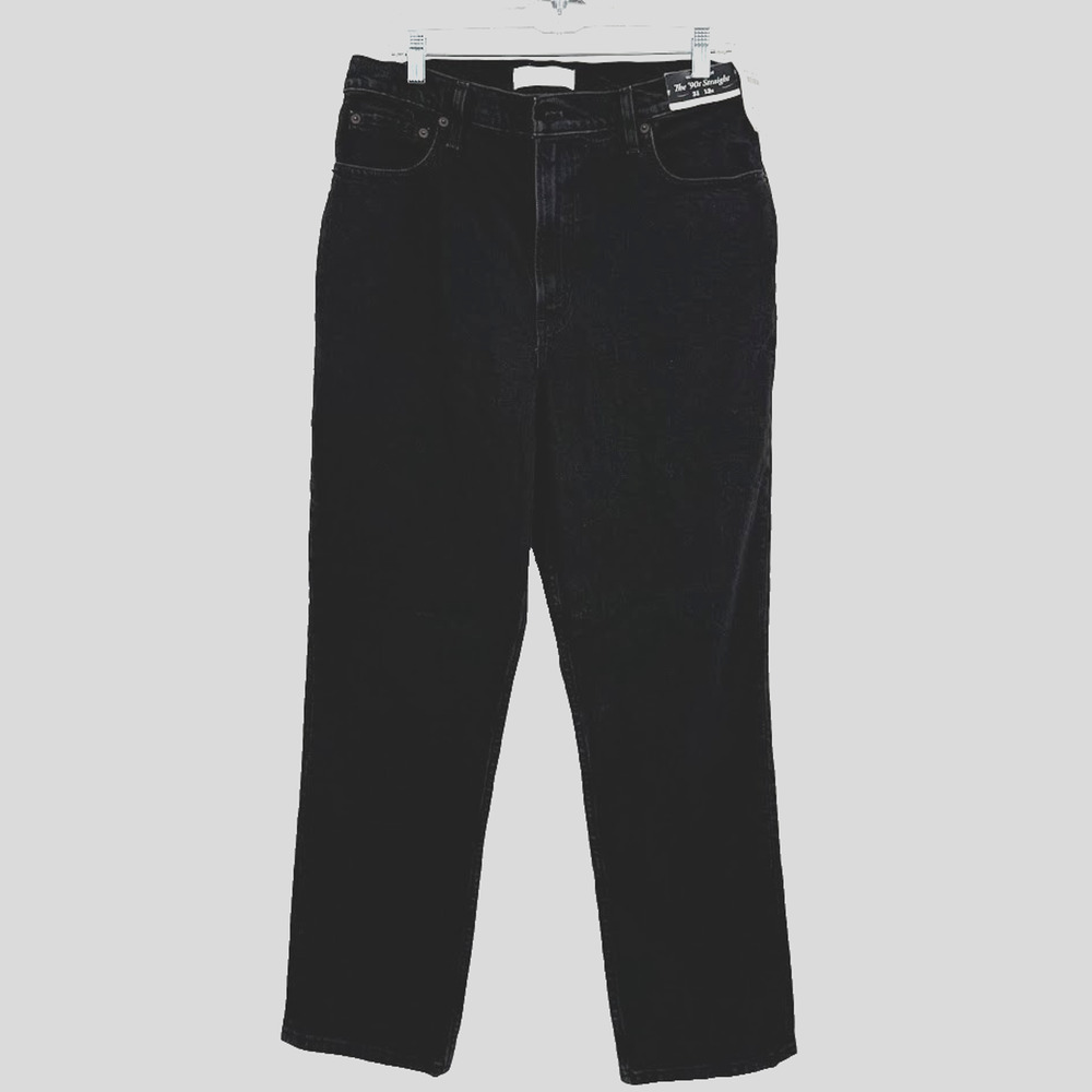 NWT Abercrombie & Fitch Curve Love 90s Straight Jeans Black High Rise 31 12R